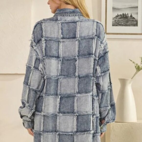 Oli & Hali Mineral Wash Oversized Patchwork Shirt Dress - Picture 3 of 7